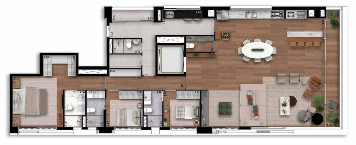 Albero construtora sdi construção 204 metros 03 suítes varan