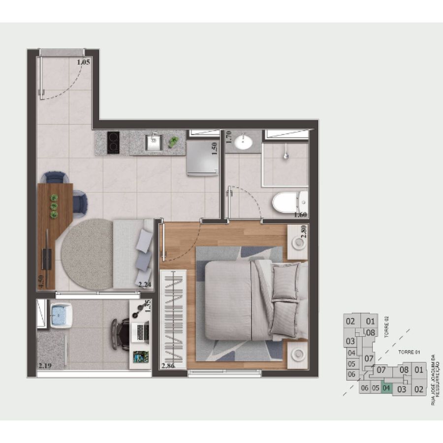 Mix altino construtora zafir pronto 28 metros 01 suíte com v - foto 15