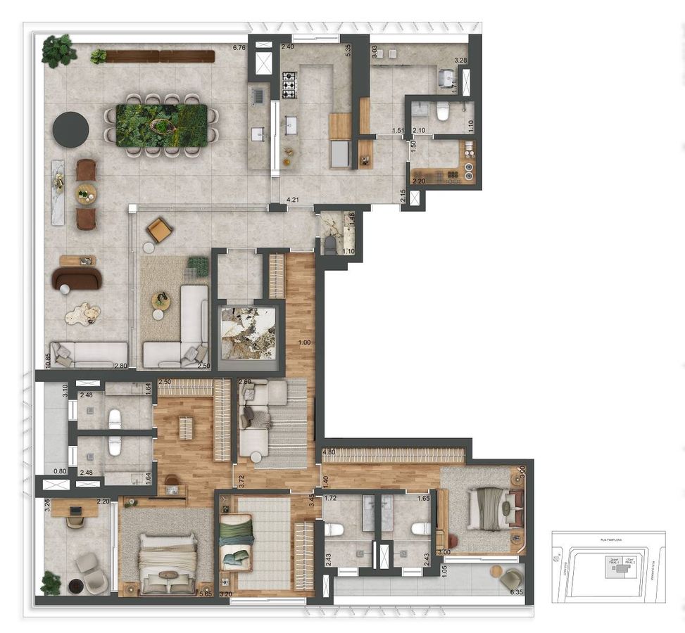 Autór jardins construtora benx construção 263 metros 03 suít