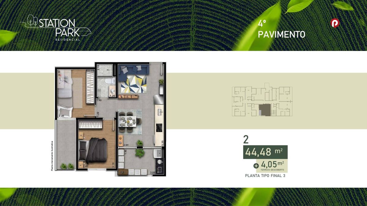 Station park construtora pratica pronto para morar 60 metros