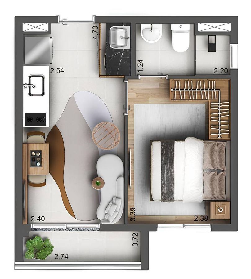 Oli ipiranga construtora conx construção 27 metros 01 suíte 