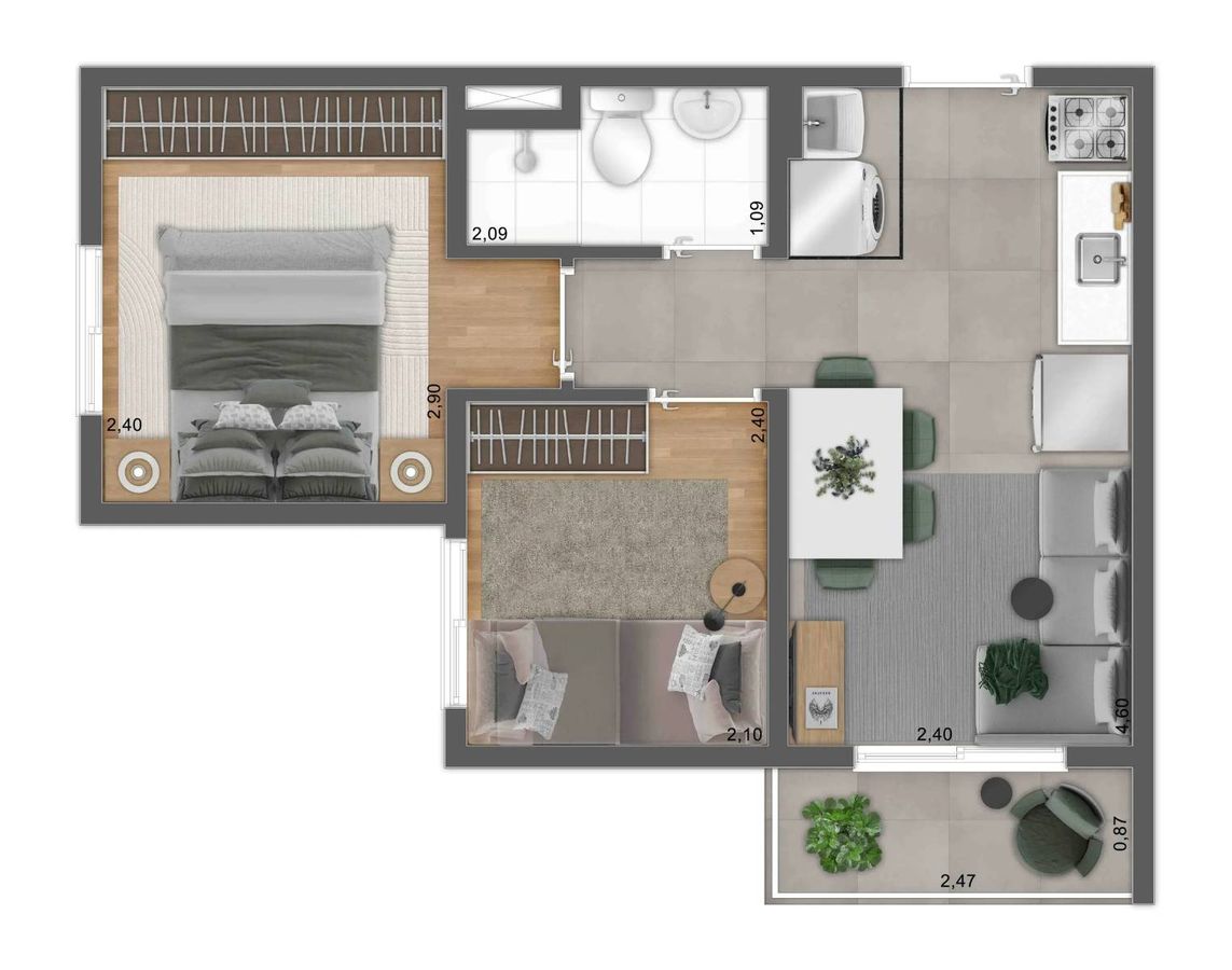 Mundo park alvorada construção 34 metros 02 dormitórios com 
