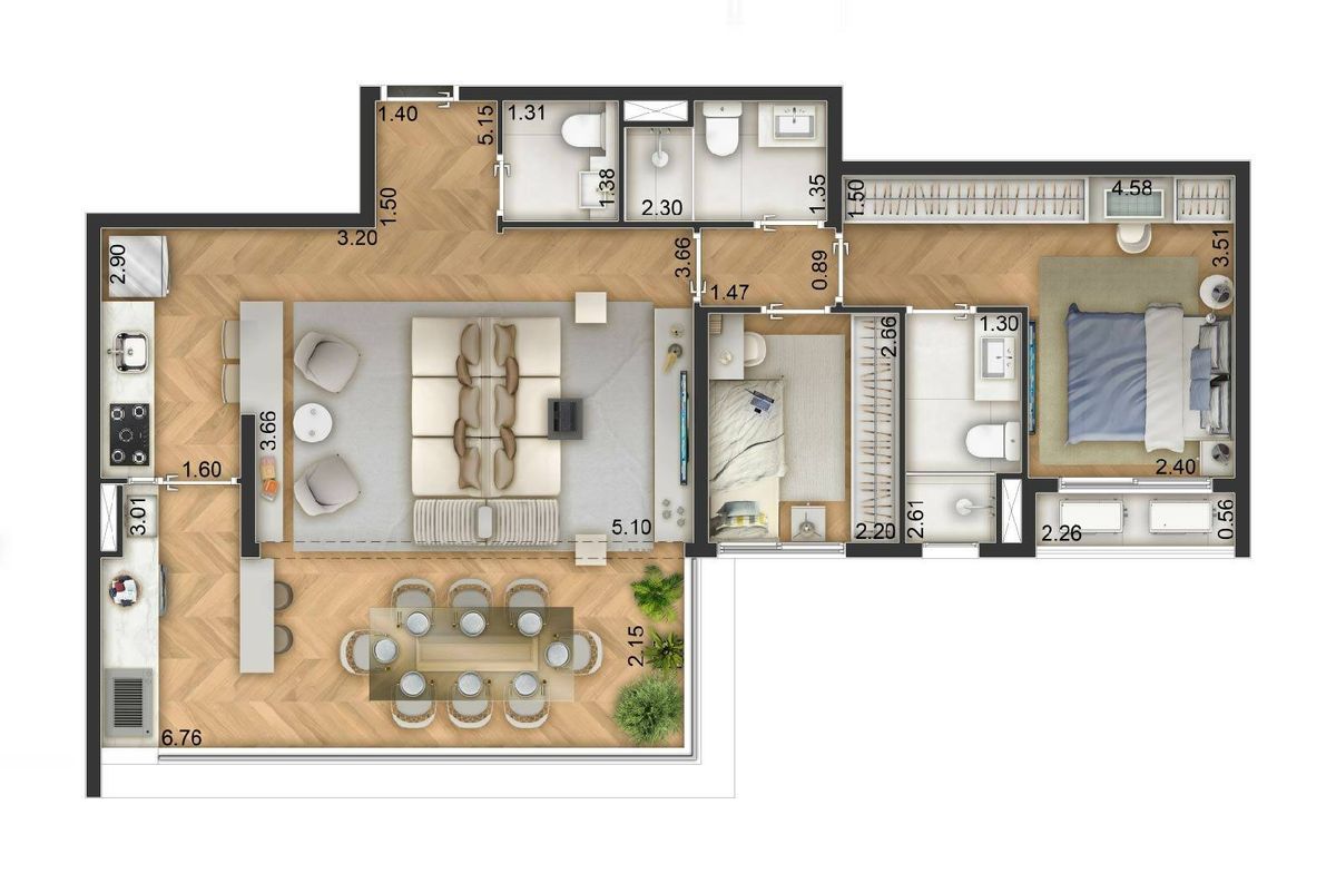 Arch boa vista construtora archtech pronto 86 metros 02 suít