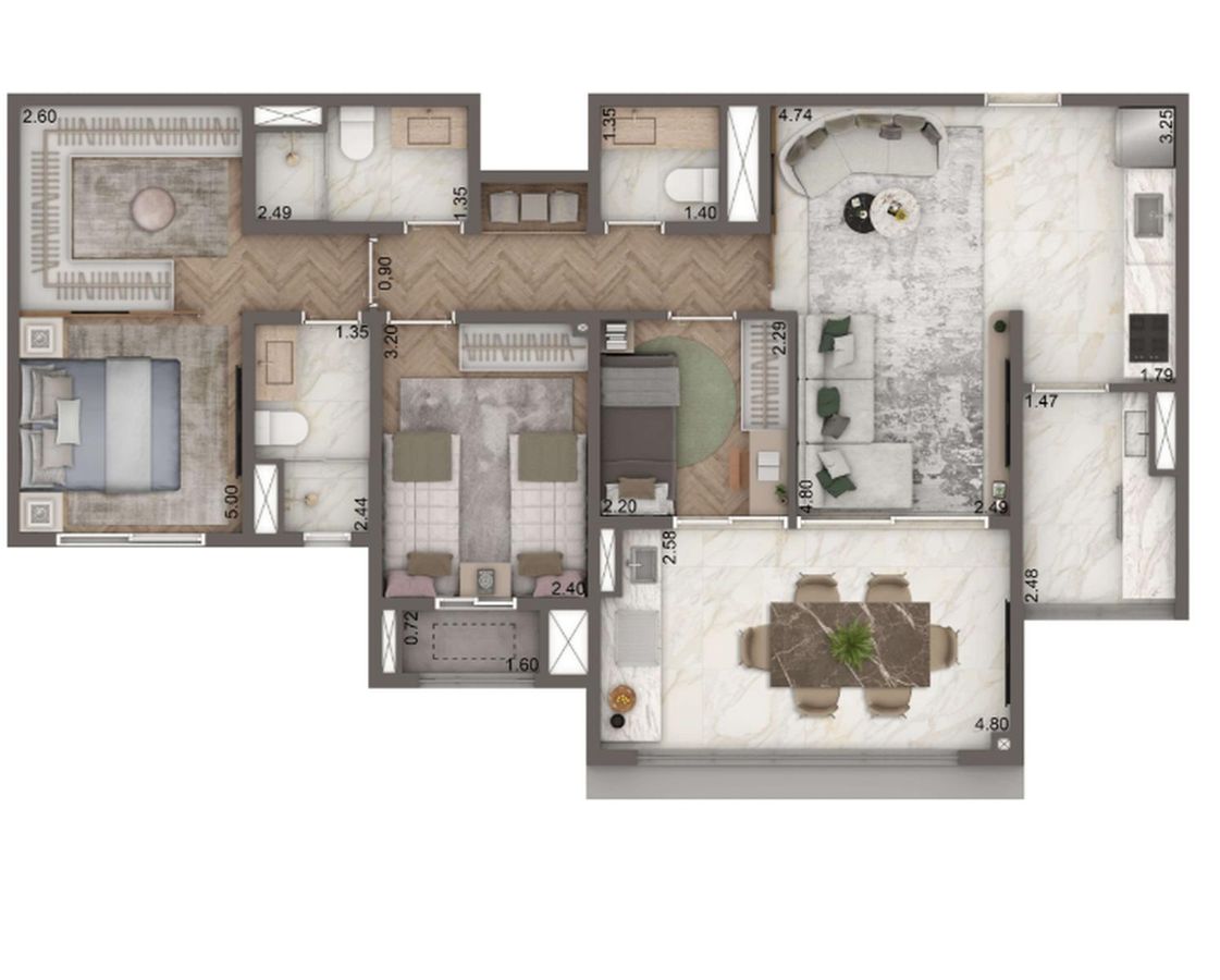 The residence brooklin by living construção 88 metros 03 dor