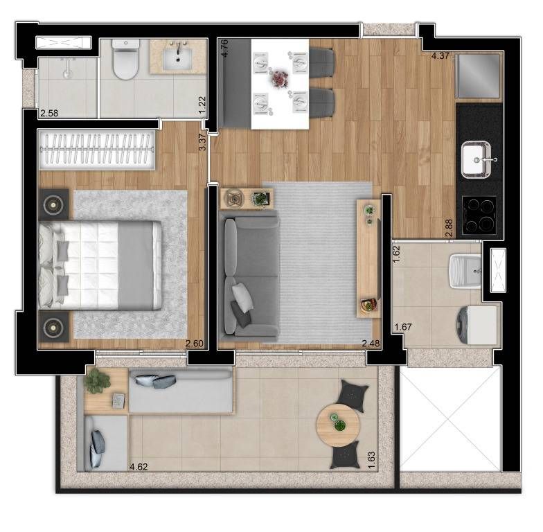 Expand pinheiros construtora fraiha pronto 48 metros 01 dorm