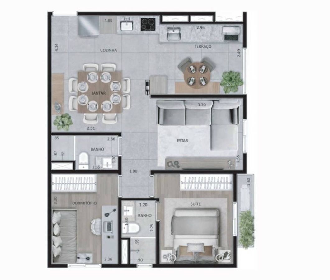 Iberius jardim são paulo construtora casado's 62 metros 02 d