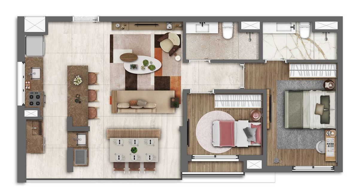 Brooklin noventa living pronto para morar 72 metros 02 dormi