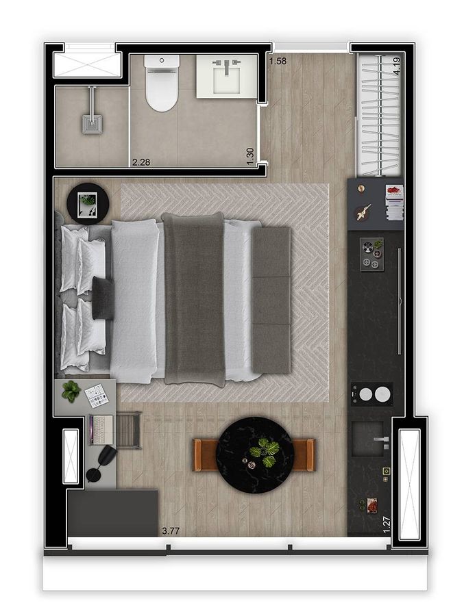 Sky pinheiros aam incorporadora pronto 29 metros studio com 