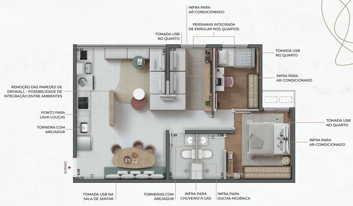 Signature barra funda residence construção 58 metros 03 dorm
