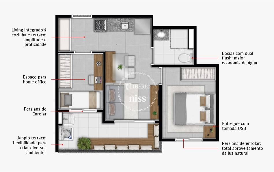 Hello santana construtora tibério pronto 39 metros 02 dormit