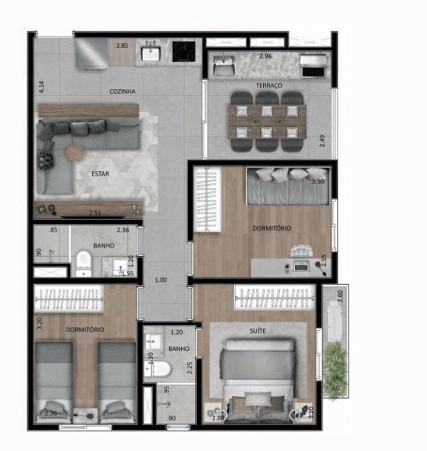 Iberius jardim são paulo construtora casado's 62 metros 02 d