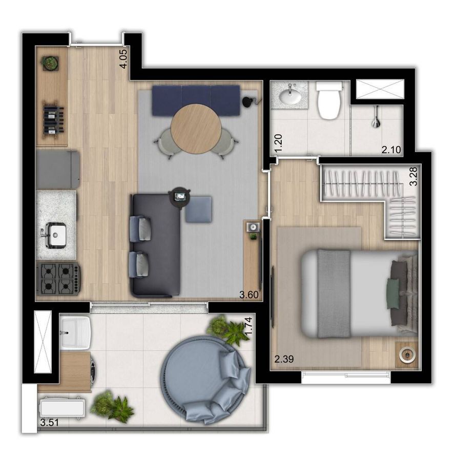 Versos ipiranga construtora rovic pronto 35 metros 01 suíte 