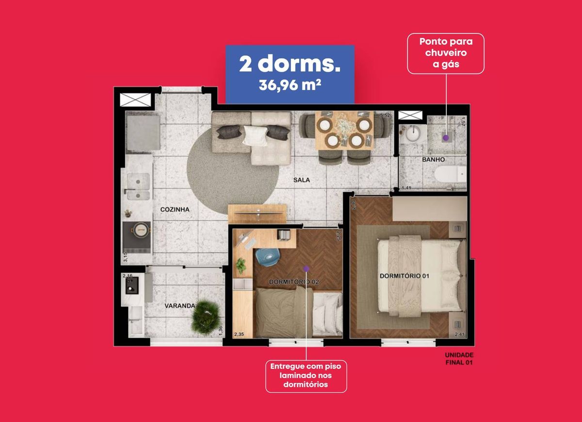 Marka vila ré construtora marka construção 35 metros 02 dorm