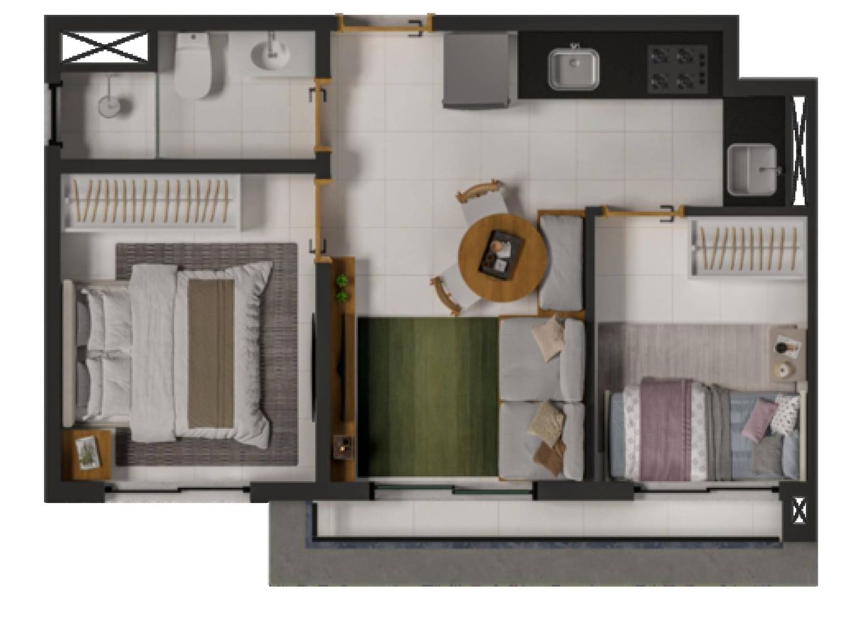 Flamboyant 294 construtora brio pronto 34 metros 02 dormitór