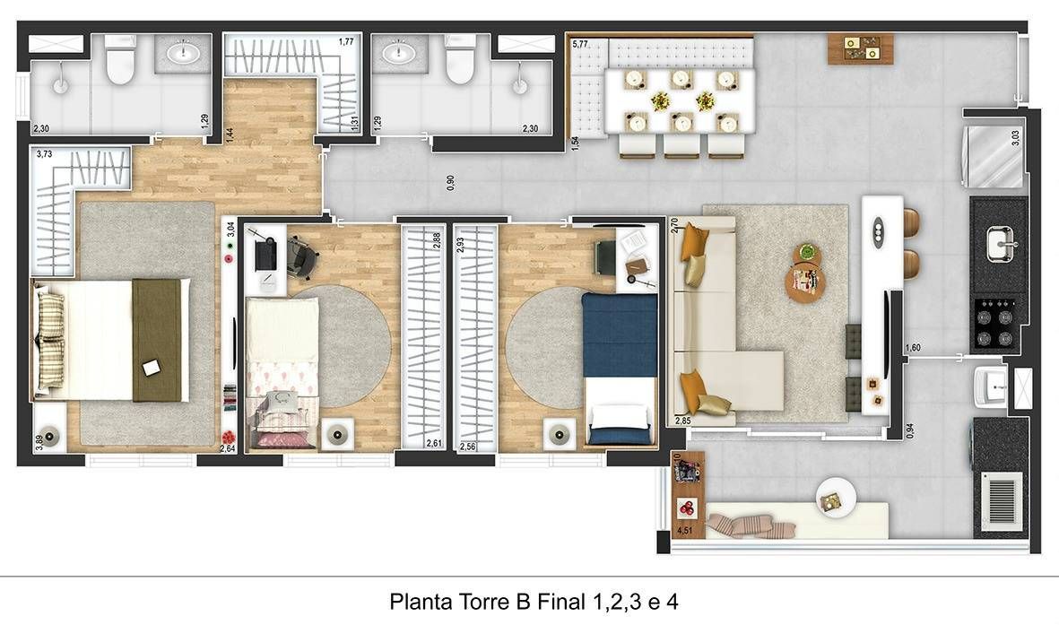 Ar planalto construtora archtech pronto 80 metros 03 dormitó