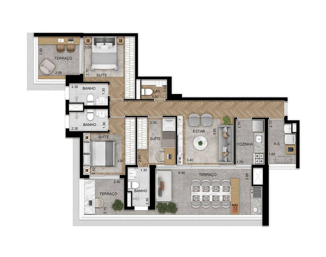 Épico klabin construtora di francesco pronto 119 metros 03 s