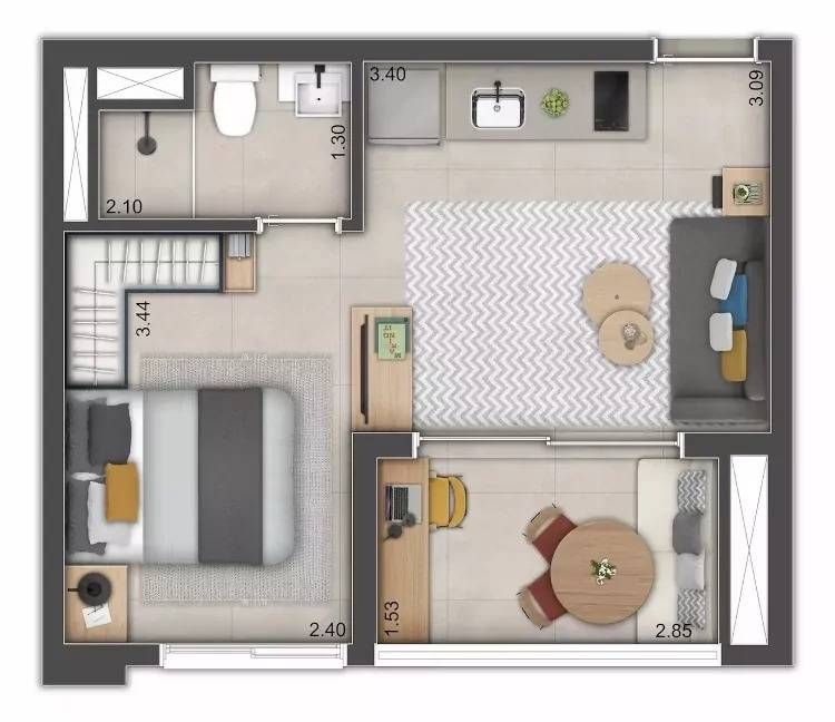 Alive home club construtora fibra pronto 30 metros studios c