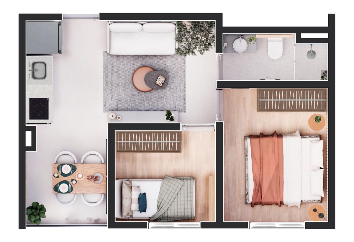 Residencial rapha by tová construção 34 metros 02 dormitório