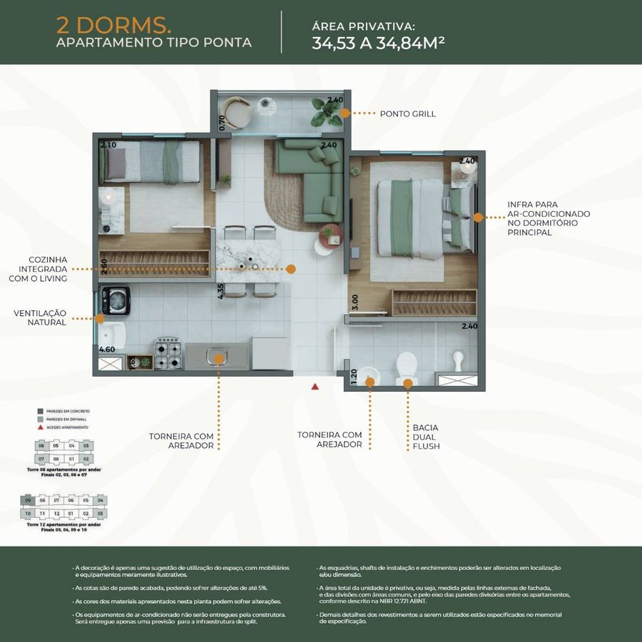 Raíz home clube construtora direcional construção 34 metros 