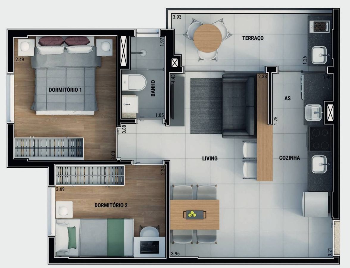 Dna jardim frança construtora evo pronto 43 metros 02 dormit