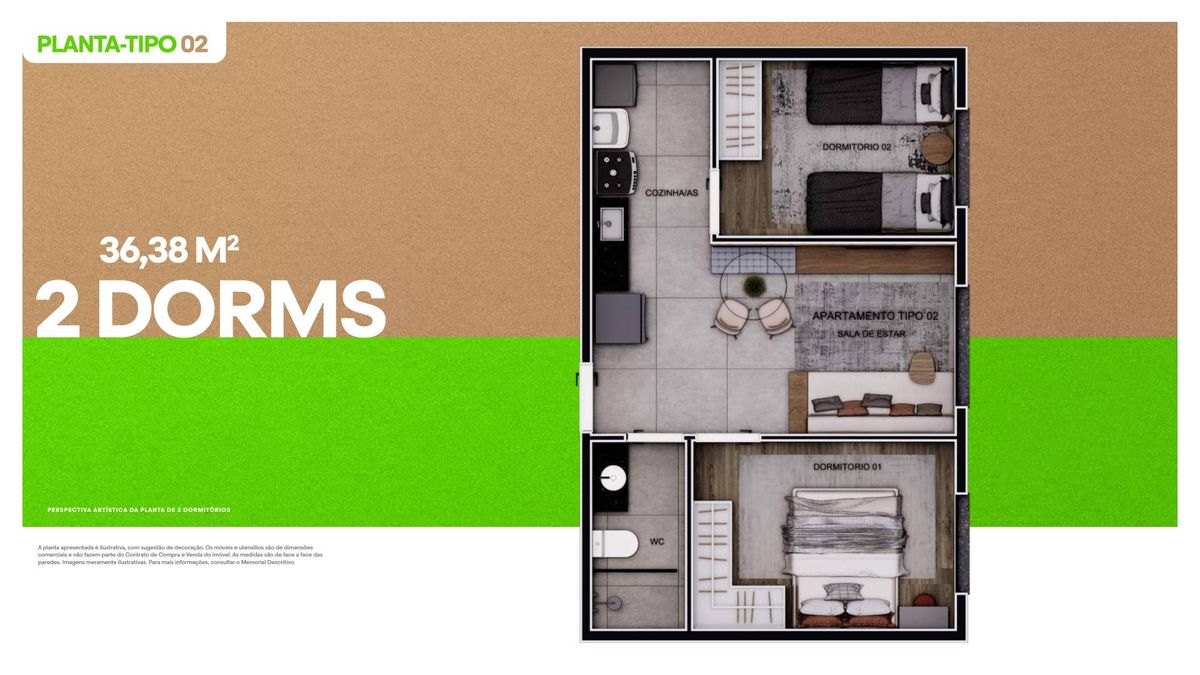 Innove jacuí construtora temafe construção 36 metros 02 dorm