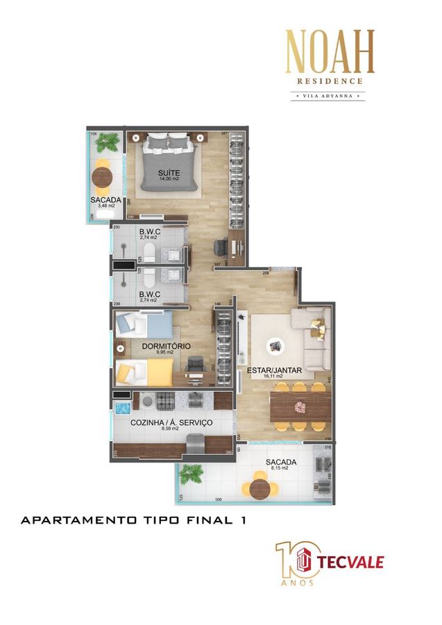 Noah residence vila adyanna construtora tecvale 76 metros 03