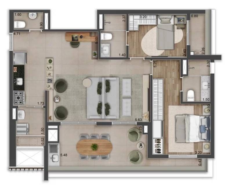 Vis vila mascote construtora fibra pronto 92 metros 03 dormi