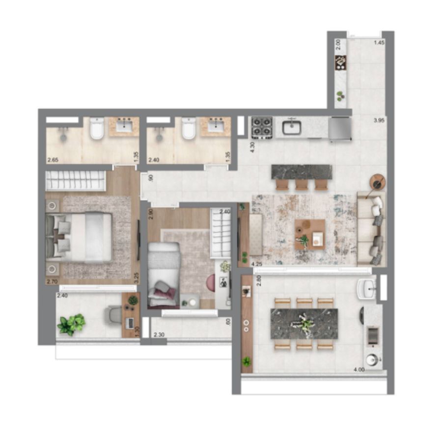 Escape eden construtora cyrela construção 74 metros 02 dormi