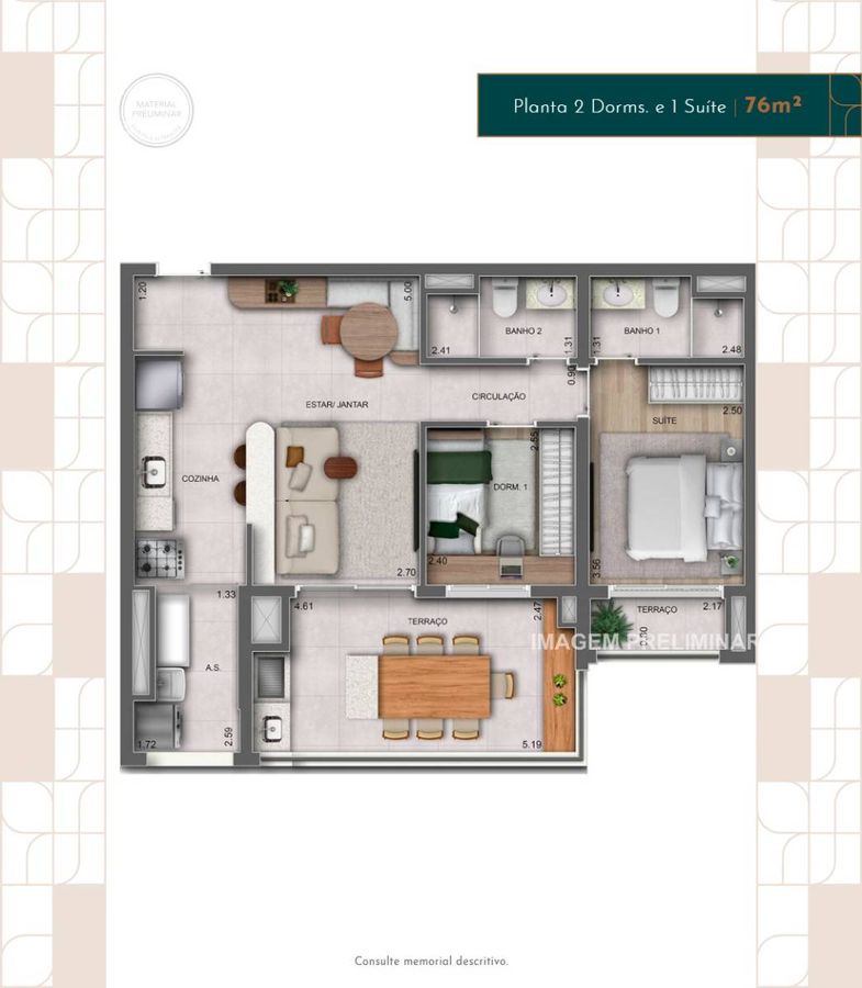 Parque diálogo vila ema residences construção 90 metros 03 d