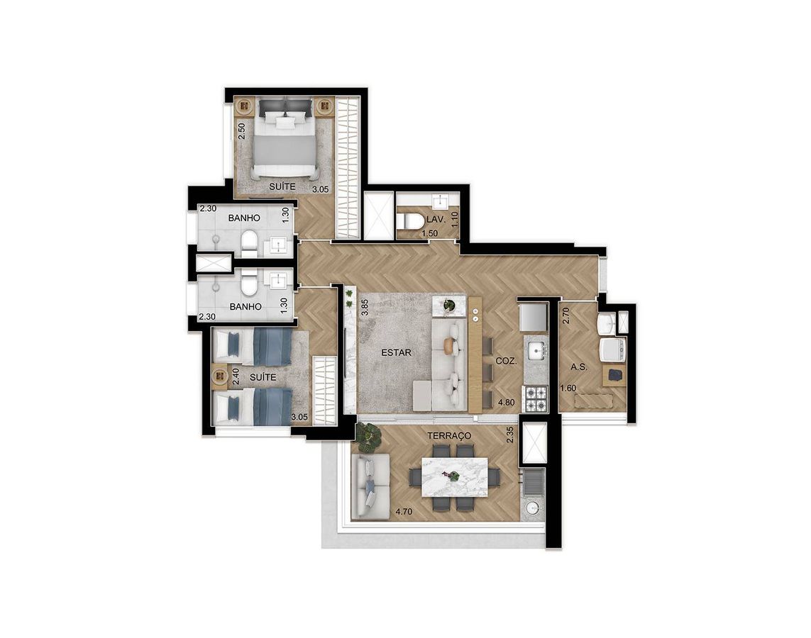 Épico klabin construtora di francesco pronto 78 metros 02 su