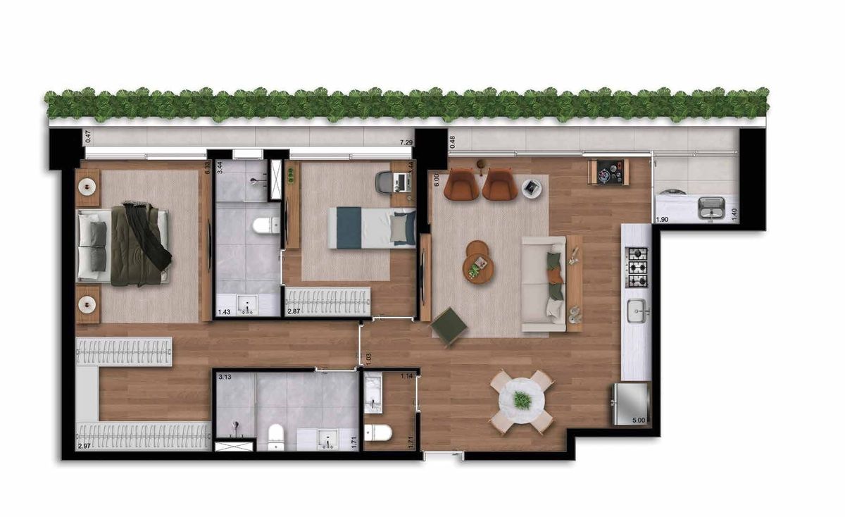 Albero construtora sdi construção 105 metros 02 suítes varan