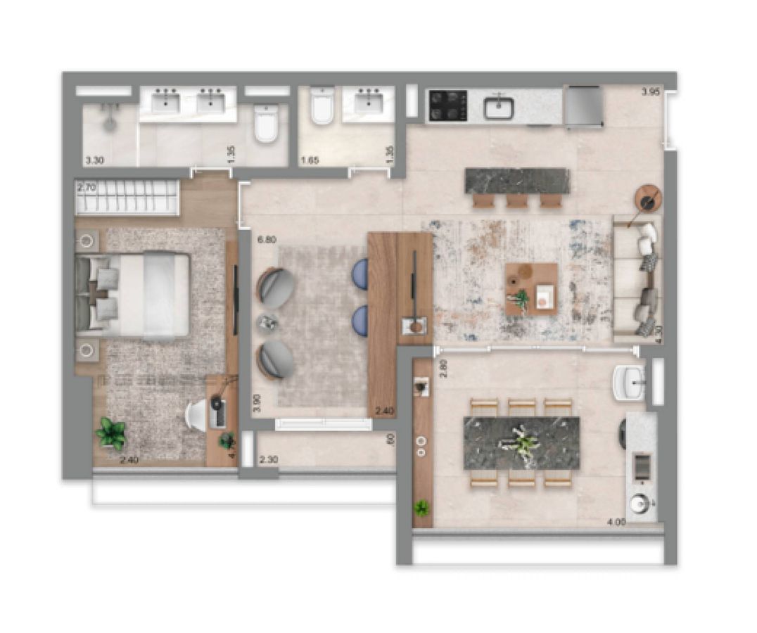 Escape eden construtora cyrela construção 74 metros 02 dormi