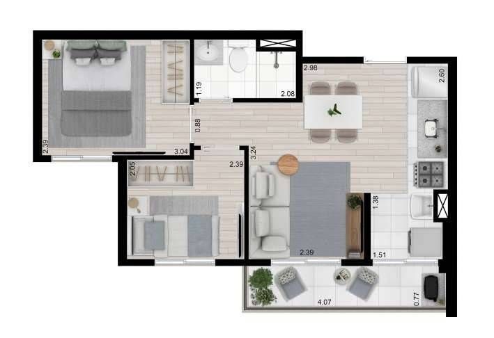 Kz remédios construtora kazzas pronto 41 metros 02 dormitóri