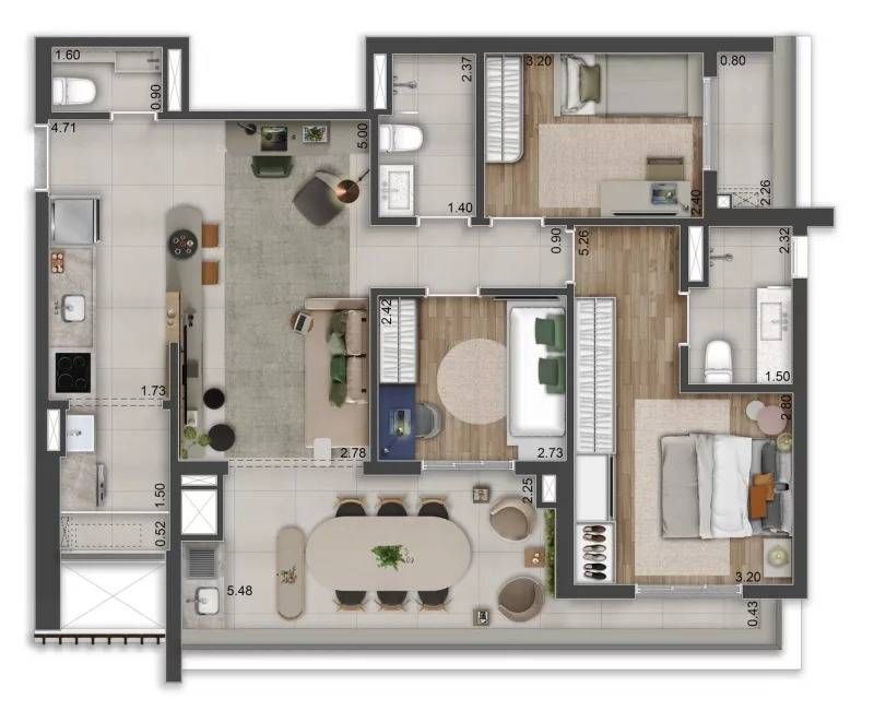 Vis vila mascote construtora fibra pronto 92 metros 03 dormi