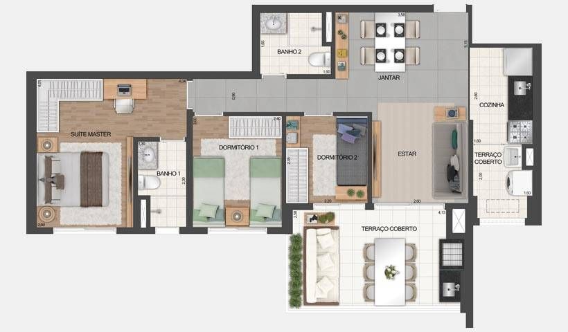 Vertiz club home construtora eztec pronto 81 metros 03 dormi