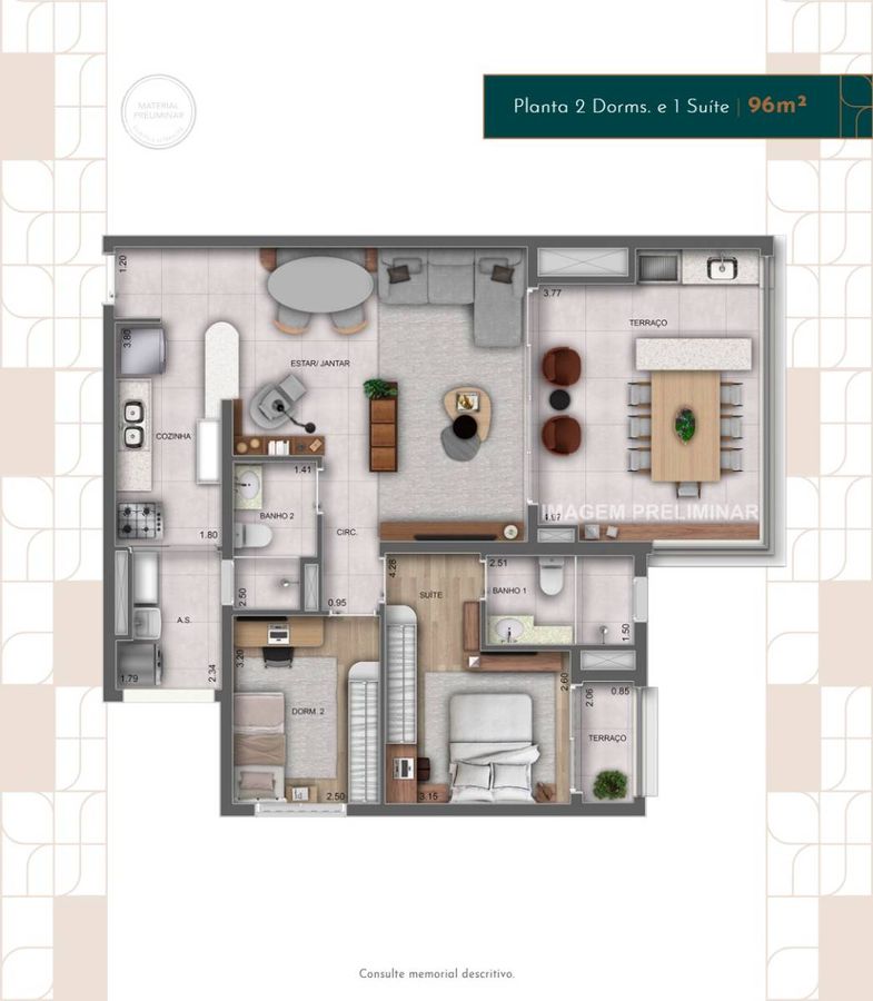 Parque diálogo vila ema residences construção 65 metros 02 d