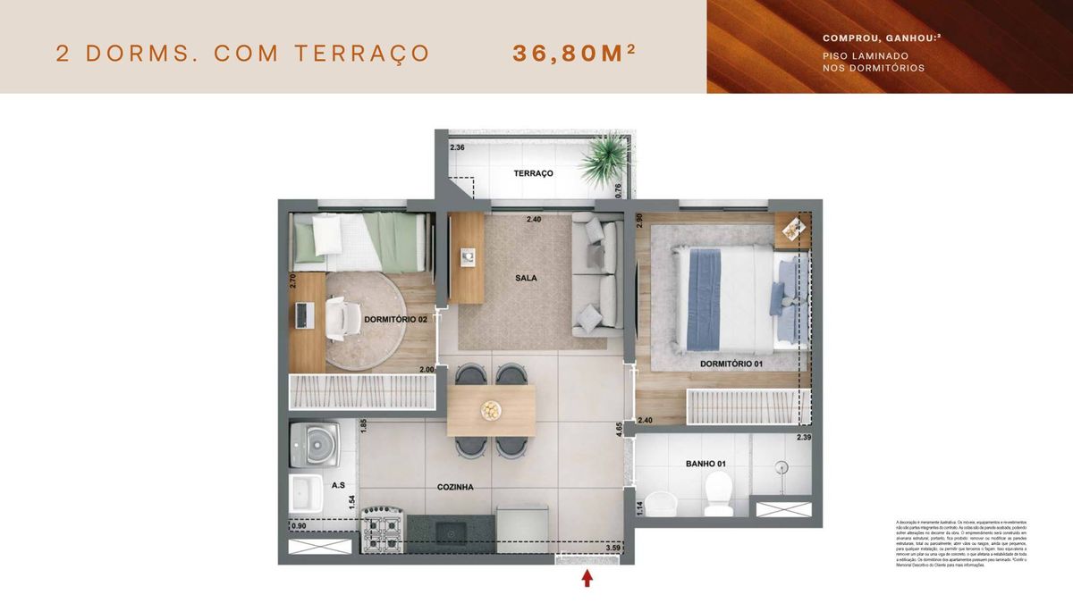 Parque das nações condomínio laguna construtora cury 53 metr