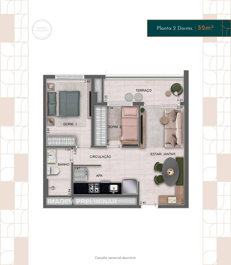 Parque diálogo vila ema residences construção 90 metros 03 d