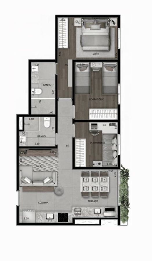 Iberius jardim são paulo construtora casado's 66 metros 03 d