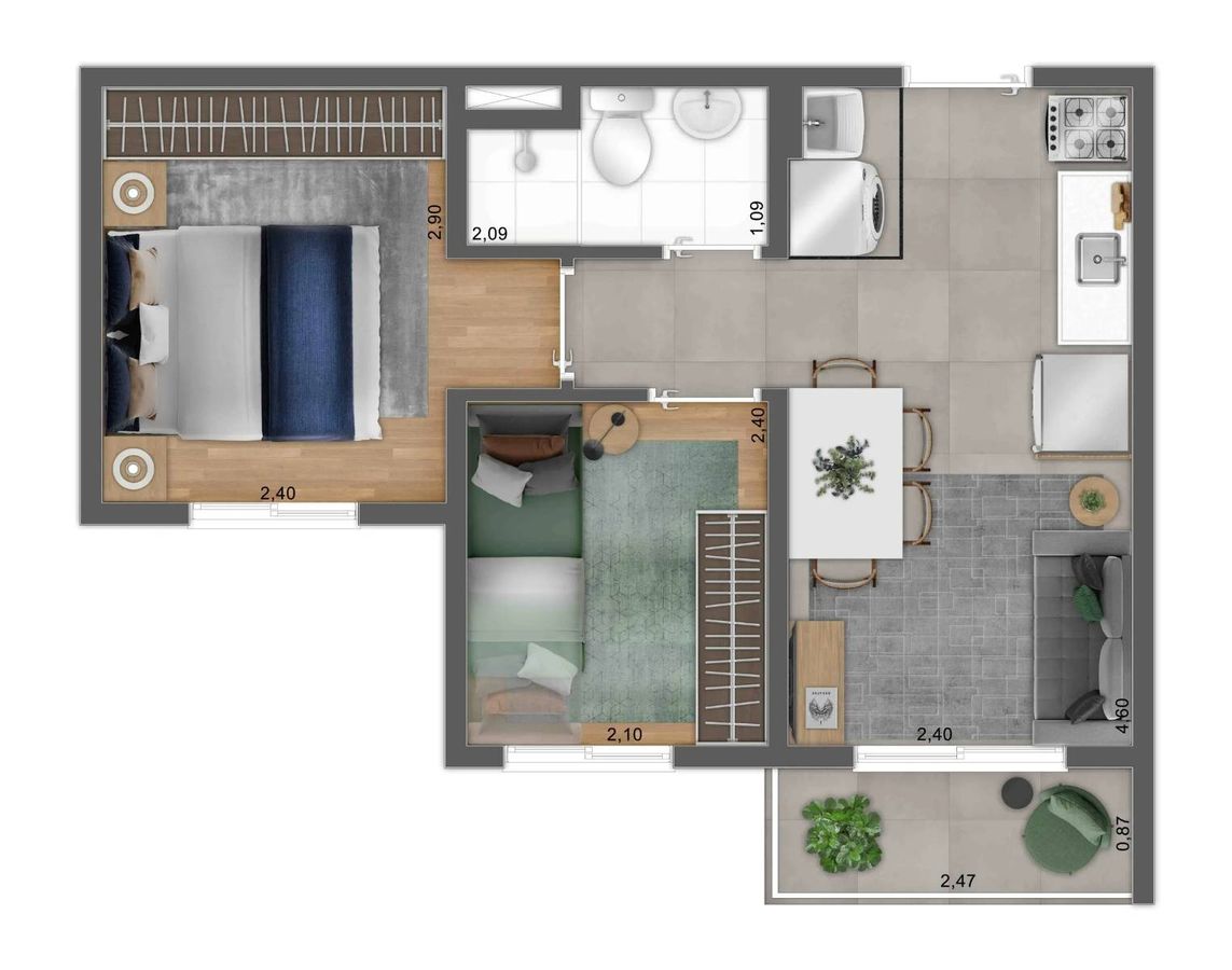 Mundo park alvorada construção 34 metros 02 dormitórios com 