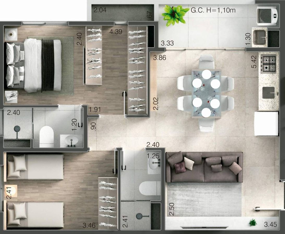Hub 111 construtora canvas construção 56 metros 02 dormitóri