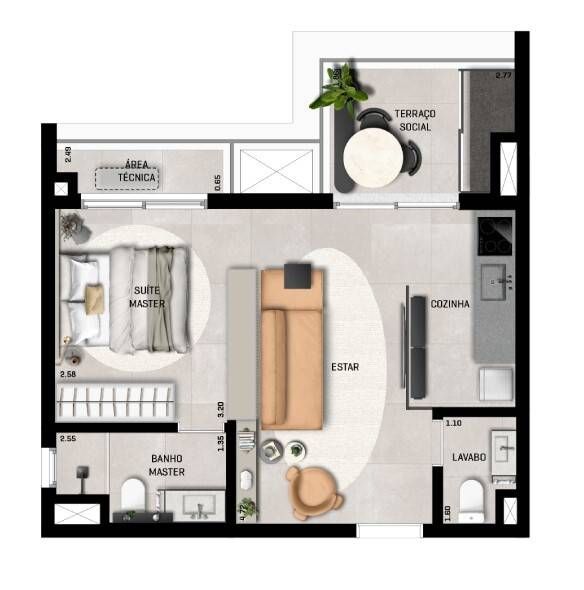 Mozae higienópolis construtora tegra construção 46 metros 01