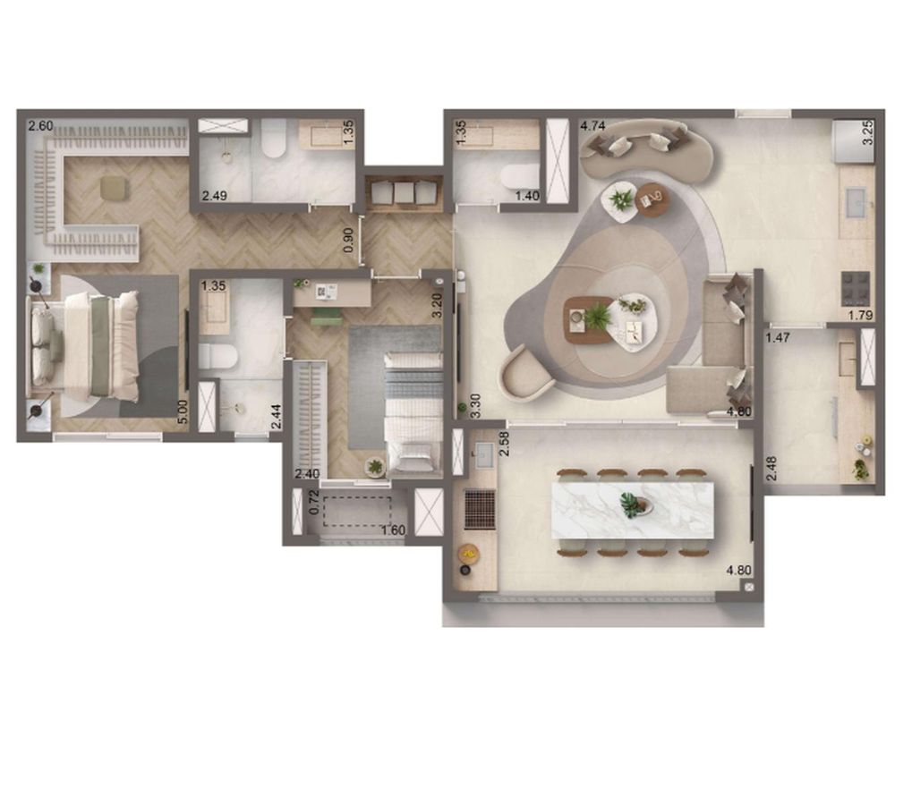 The residence brooklin by living construção 88 metros 03 dor