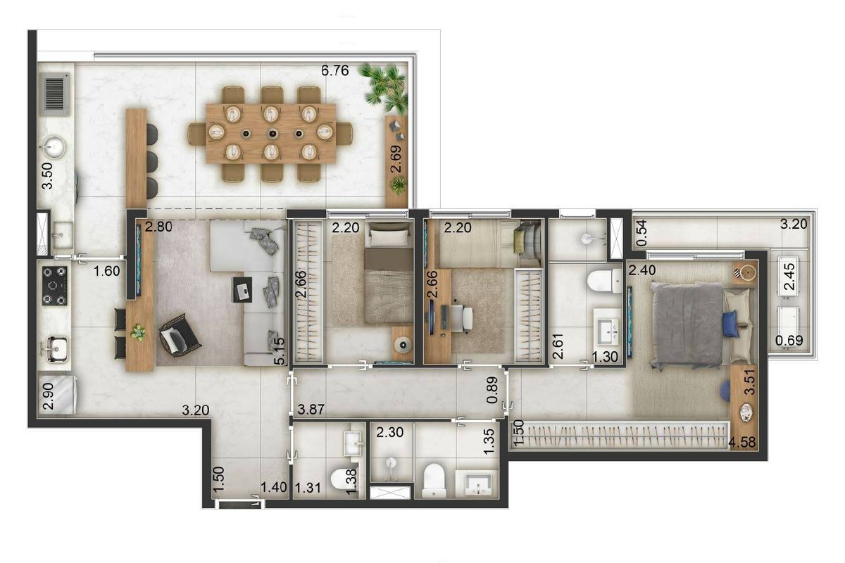 Arch boa vista construtora archtech pronto 86 metros 02 suít