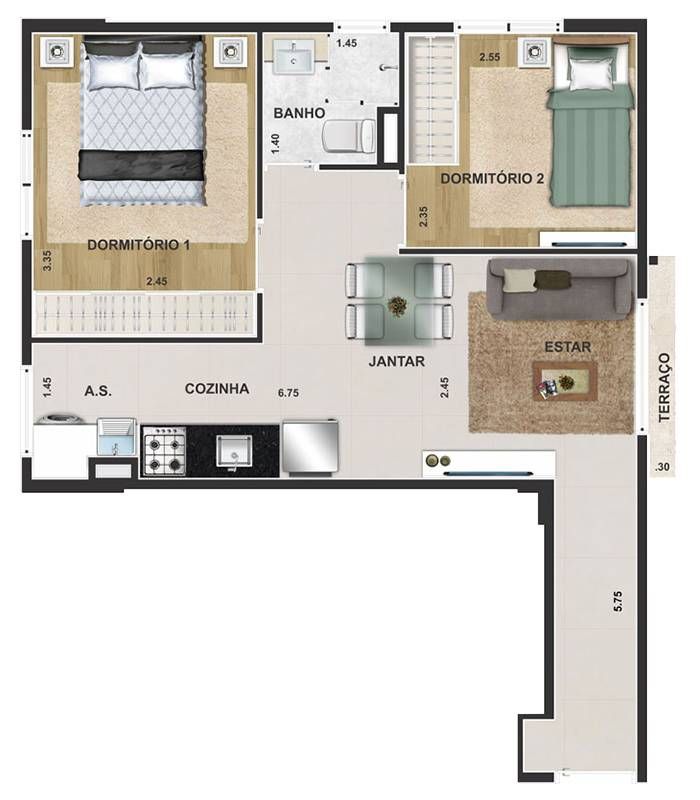 Neo santana construtora r.lico pronto 41 metros 02 dormitóri