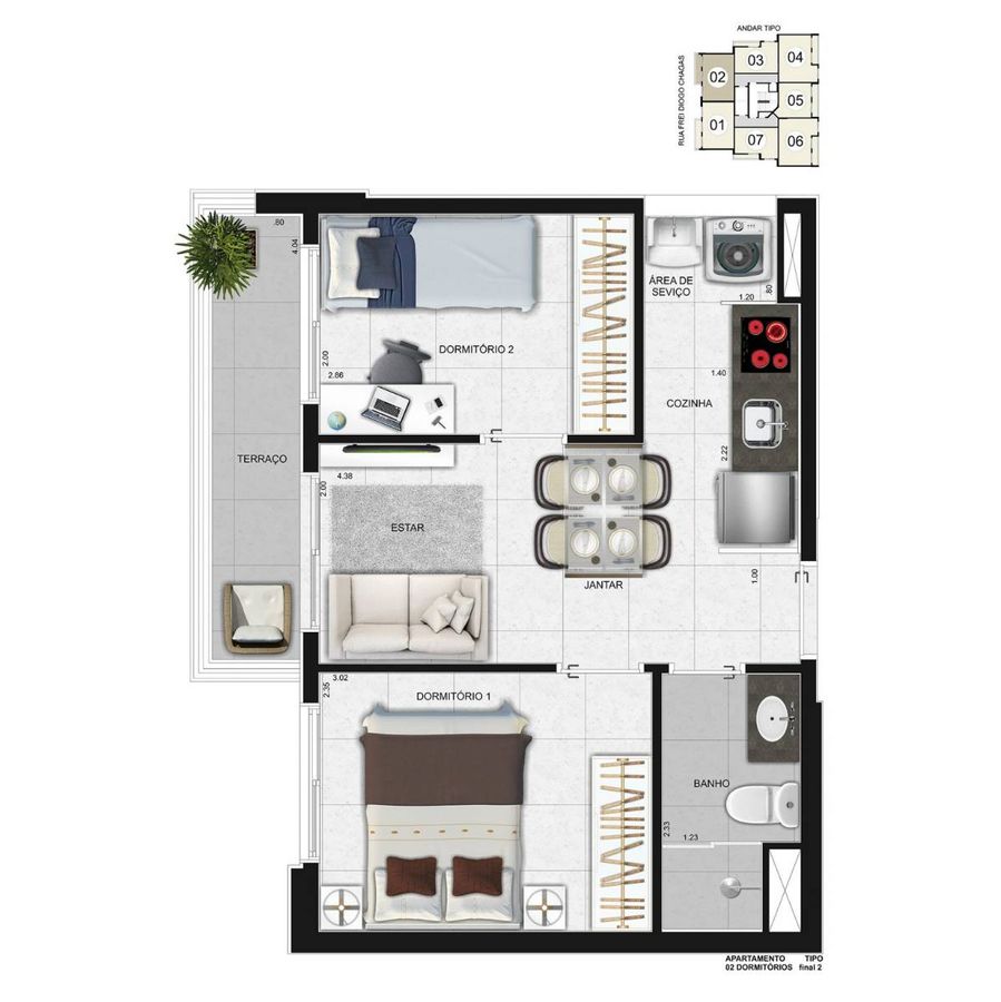 Soul união construtora engecastro pronto 36 metros 02 dormit