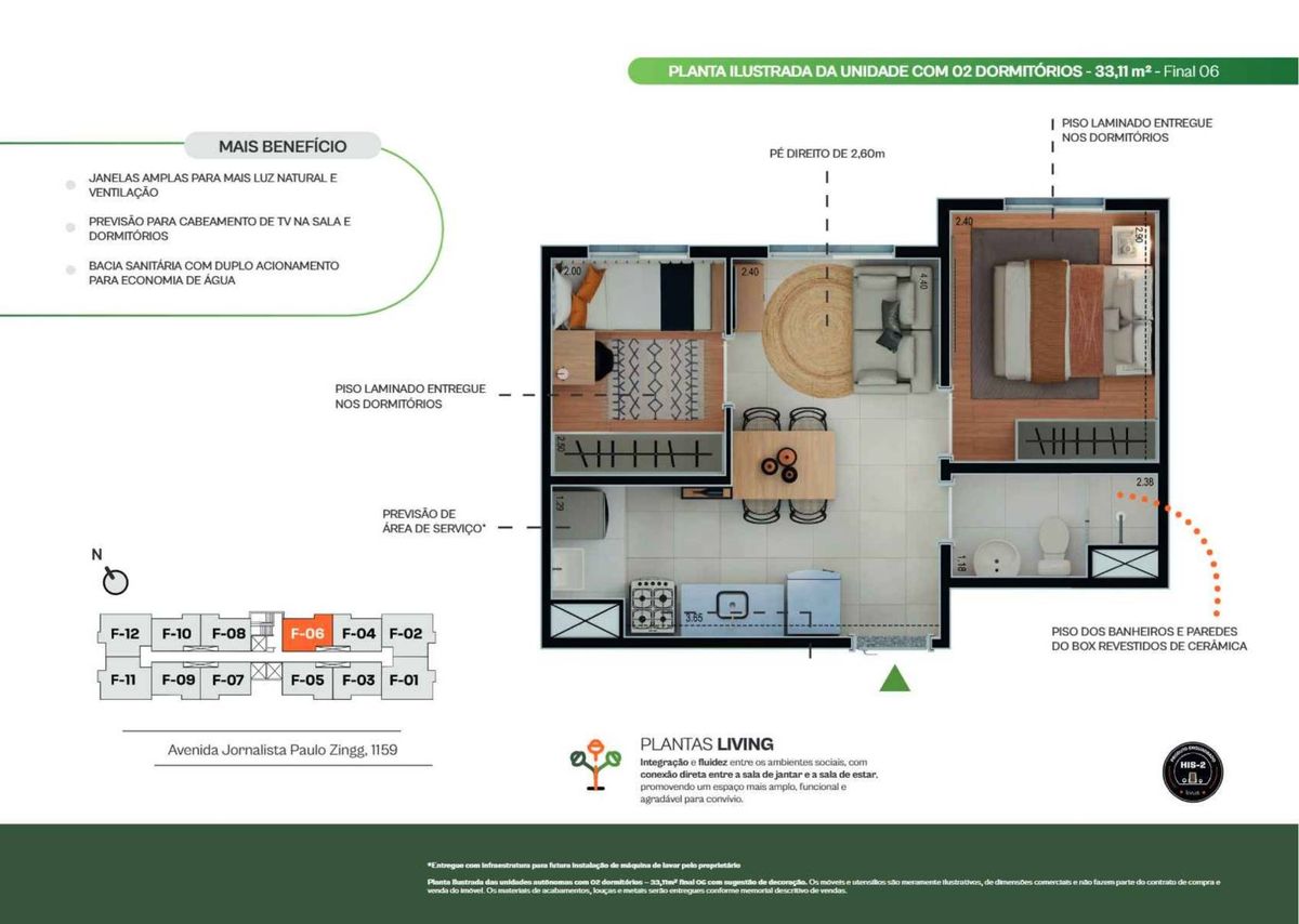 Livus jaraguá construtora livus lançamento 41 metros 02 dorm