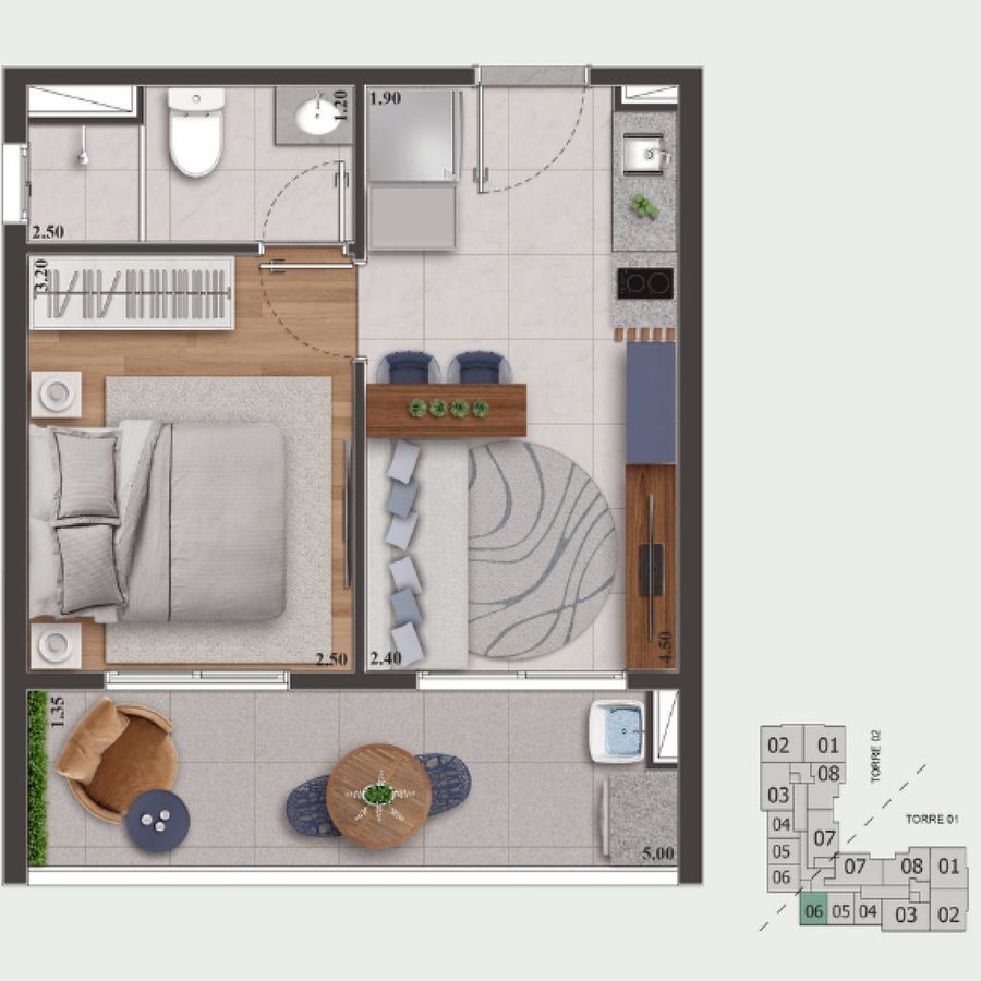 Mix altino construtora zafir pronto 28 metros 01 suíte com v - foto 17