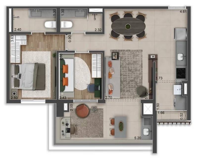 Vis vila mascote construtora fibra pronto 69 metros 02 dormi