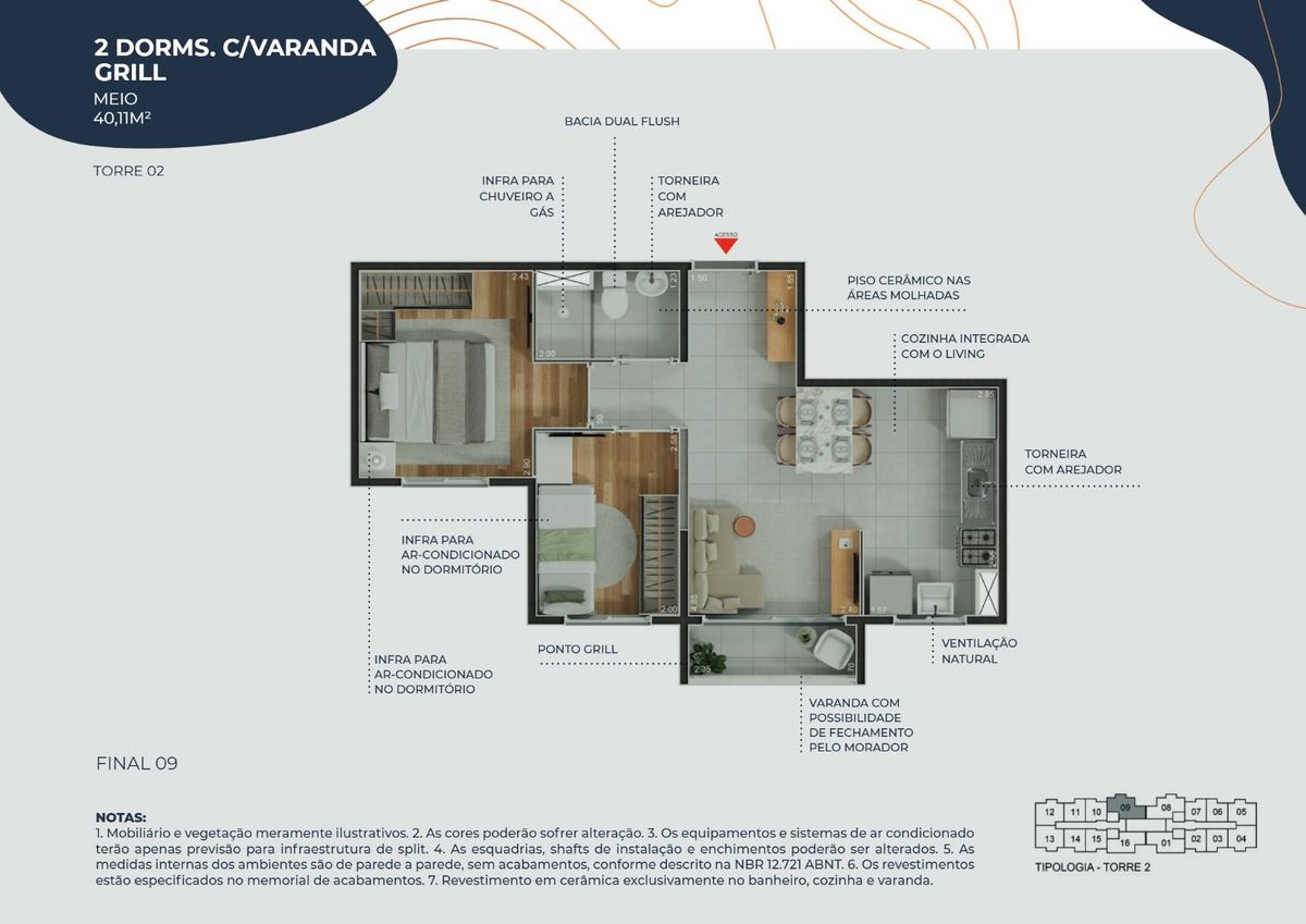 Estilo lapa construtora riva lançamento 37 metros 02 dormitó